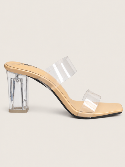 Women’s Clear Block Heel Sandals with Transparent Straps