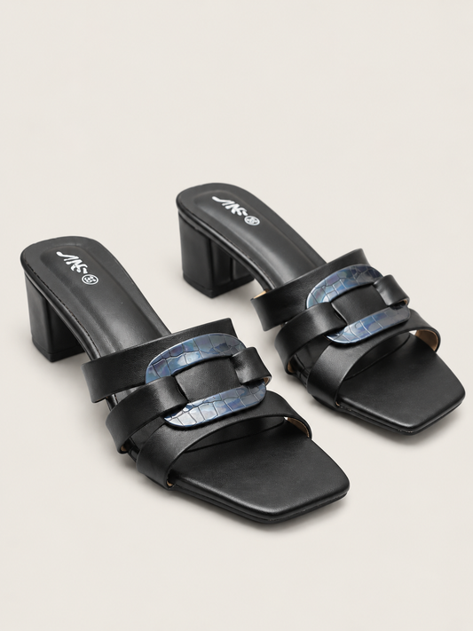 Women’s Buckle Strap Block Heel Sandals | Square Toe Heels | Nawabi Shoes