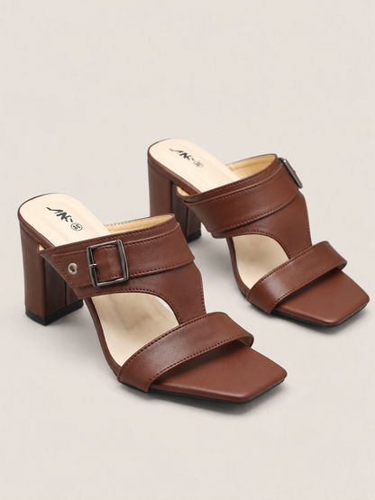 Women’s Block Heel Sandals with Buckle Strap  | Nawabi Shoes