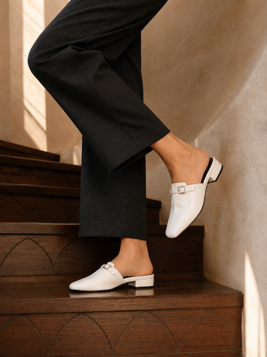 Nawabi Classic Buckle Closed Toe Mule Shoes for Women | Nawabi Shoes