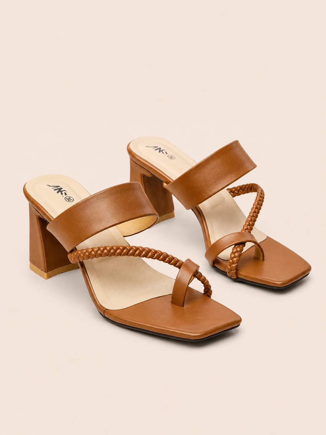 Women's Premium Braided Toe Ring Block Heel Sandals | Elegant Ladies Heels Bangladesh