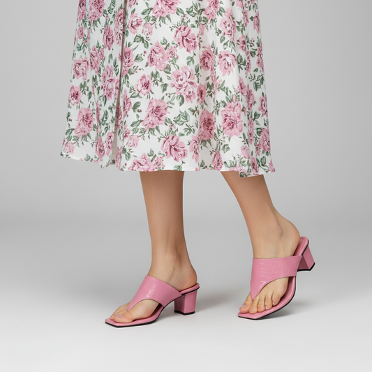 Women's Pink Croc Print Heeled Sandals | Stylish & Trendy -  Nawabi Shoes BD