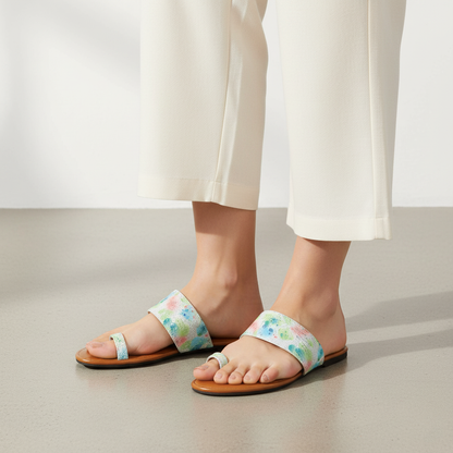 Stylish & Comfortable Sliders - Floral Print Criss-Cross Sandals - Nawabi shoes bd