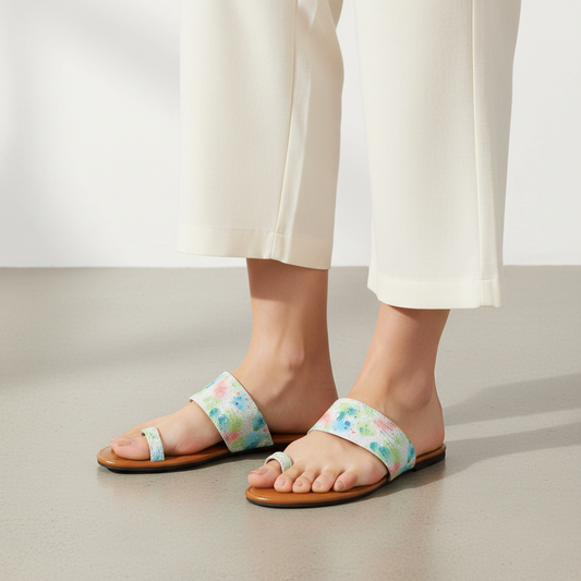 Stylish & Comfortable Sliders - Floral Print Criss-Cross Sandals - Nawabi shoes bd