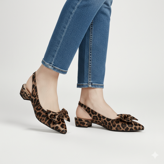 Dreamy Gleam Leopard Print Slingback Kitten Heels - nawabi shoes bd