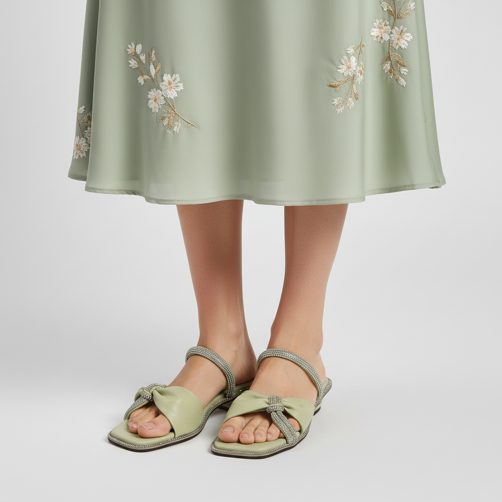 Rhinestone Sandals - Elegant Flat Sandals for Women -  Nawabi Shoes BD