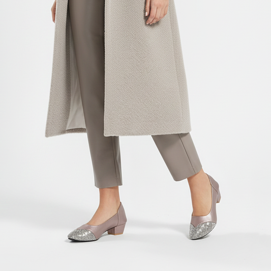 Low Block Heel Pumps - Suede & Rhinestone Dress Shoes for Women | Nawabi Shoes BD