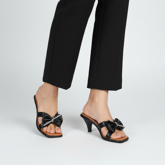Bow Detail  Pencil Heels  with Square Toe Nawabi Shoes BD