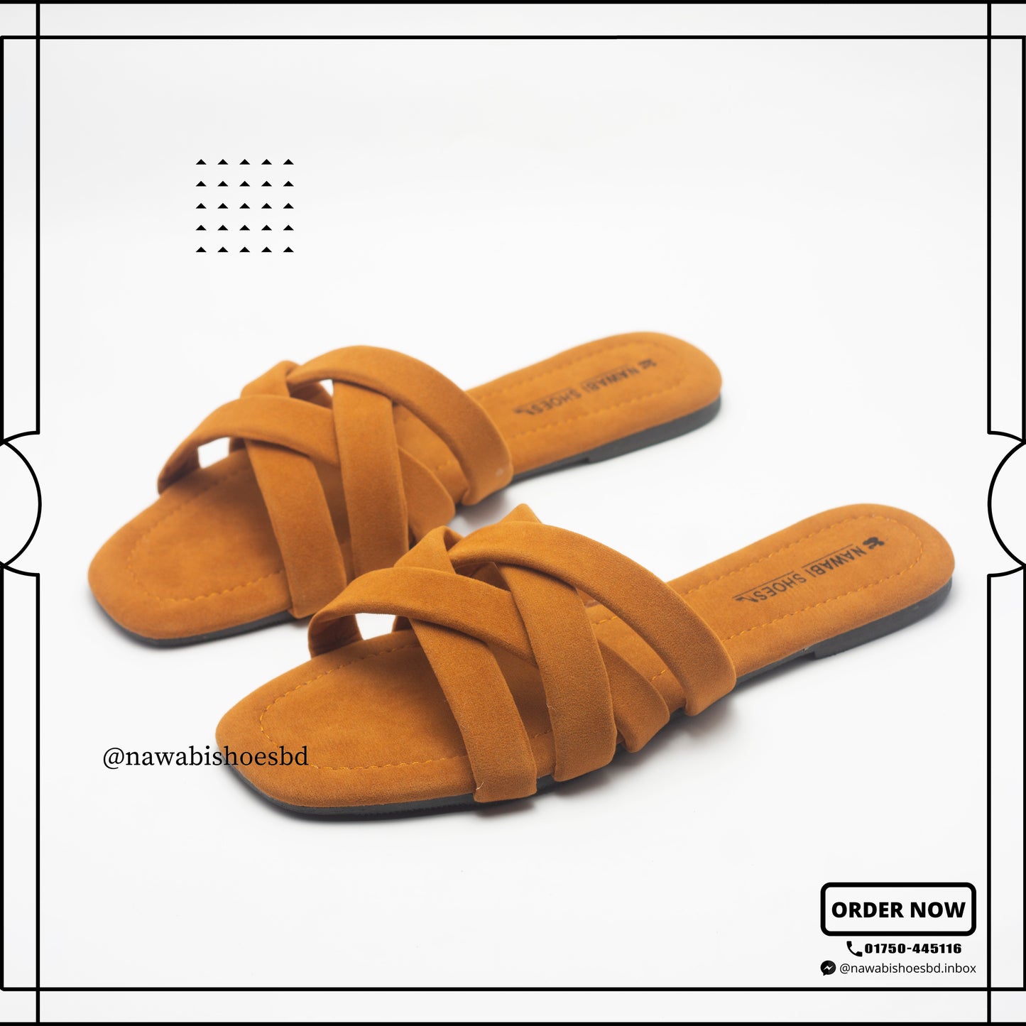 Light Chocolate Cross Strappy Women's Flat Sandals- Nawabi Shoes BD