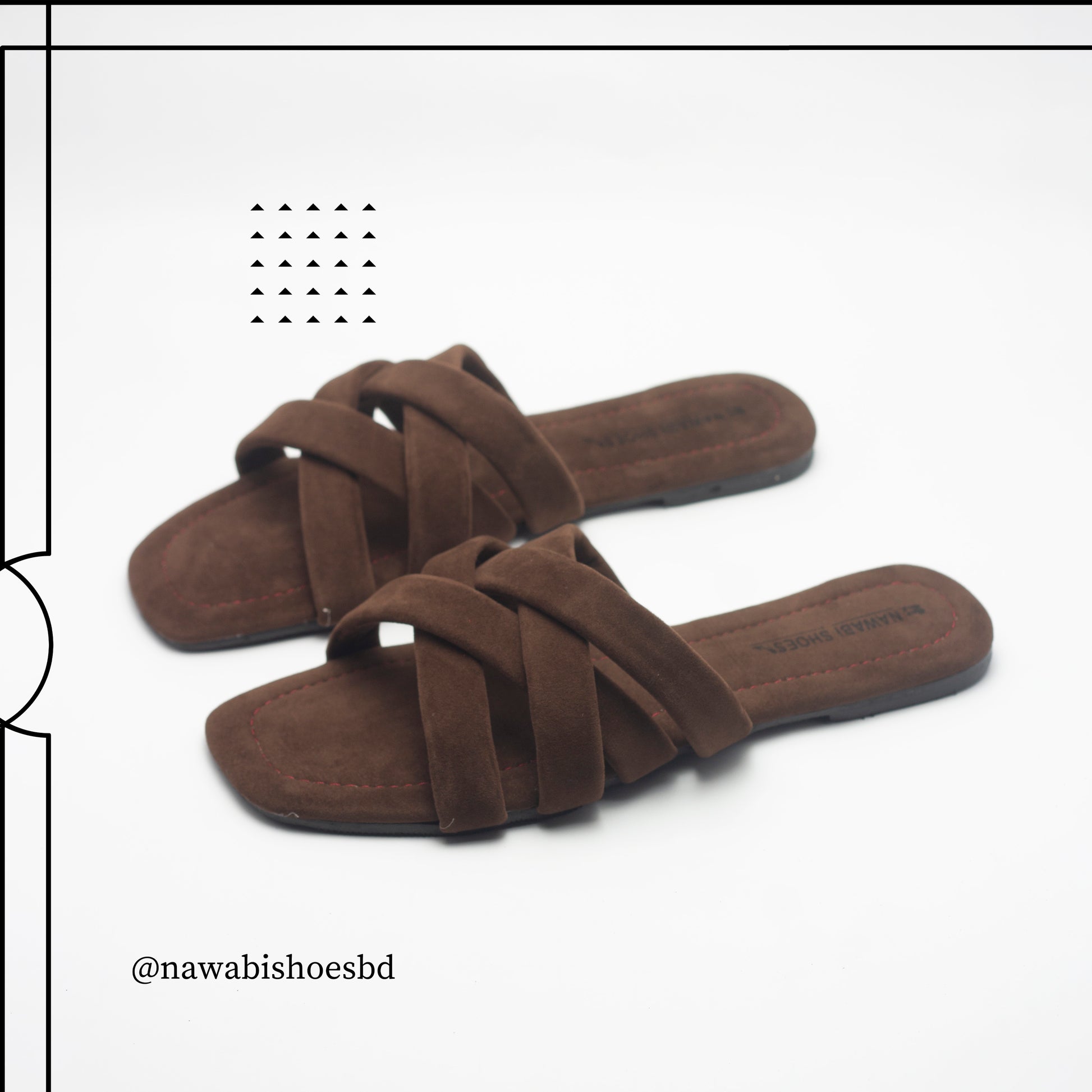 Dark Chocolate Cross Strappy Women's Flat Sandals- Nawabi Shoes BD