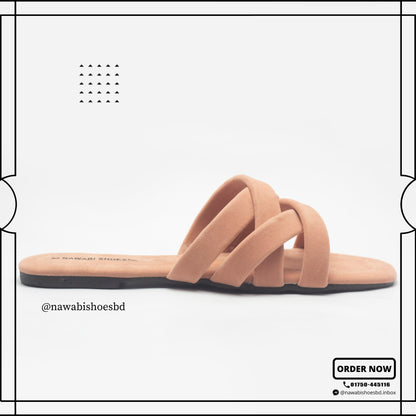 Dark Salmon Cross Strappy Women's Flat Sandals- Nawabi Shoes BD