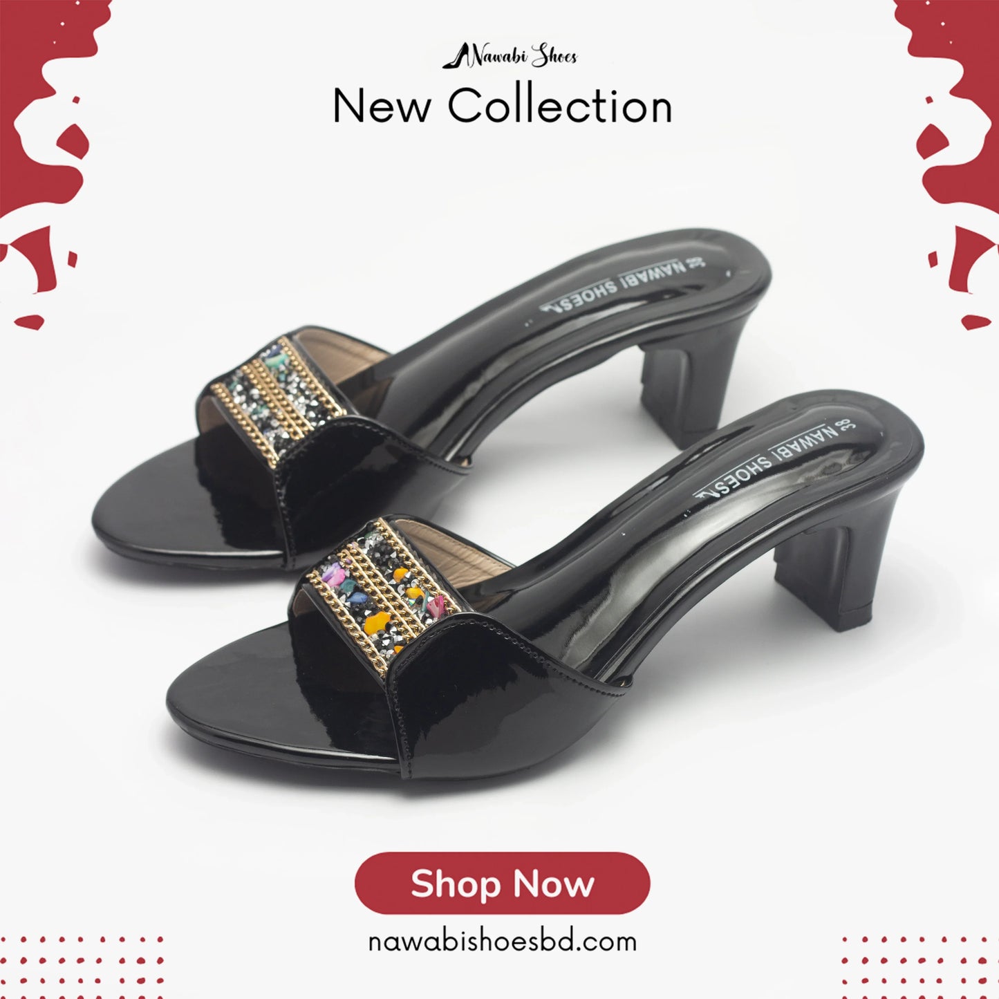 Buy Gorgeous Cream Block Heels Luxury Shoes | Nawabi Shoes BD - Nawabi Shoes BD