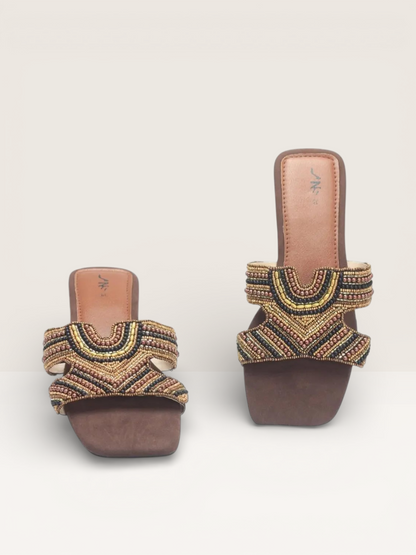 Stone Slippers for Women | Fancy Ladies Flat Sandals Price in BD - Nawabi Shoes BD