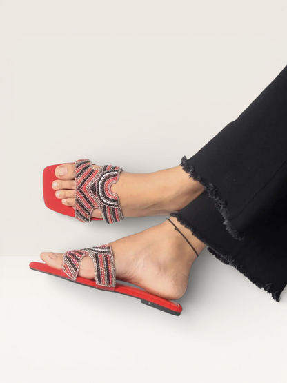 Stone Slippers for Women | Fancy Ladies Flat Sandals Price in BD - Nawabi Shoes BD