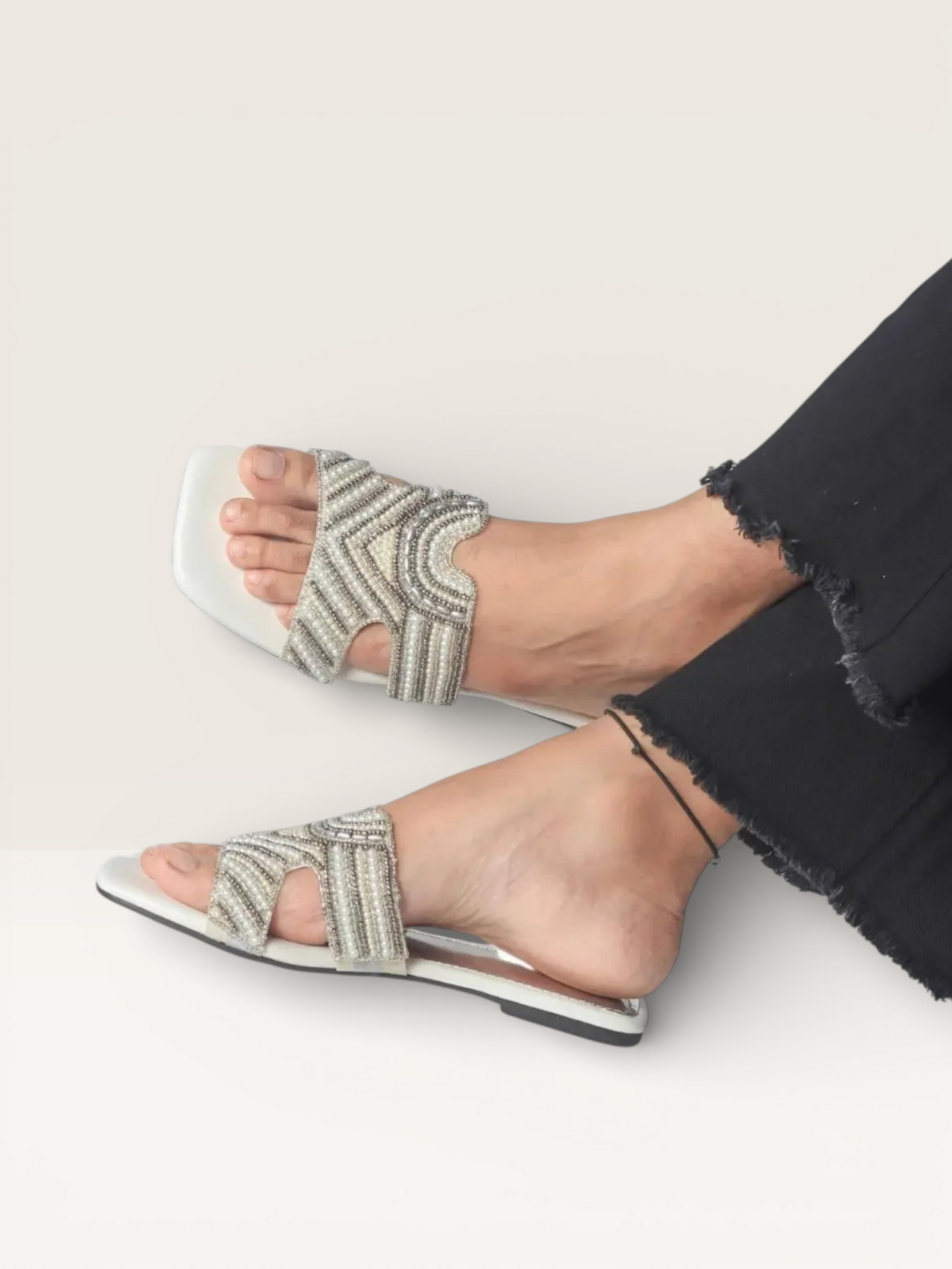 Stone Slippers for Women | Fancy Ladies Flat Sandals Price in BD - Nawabi Shoes BD