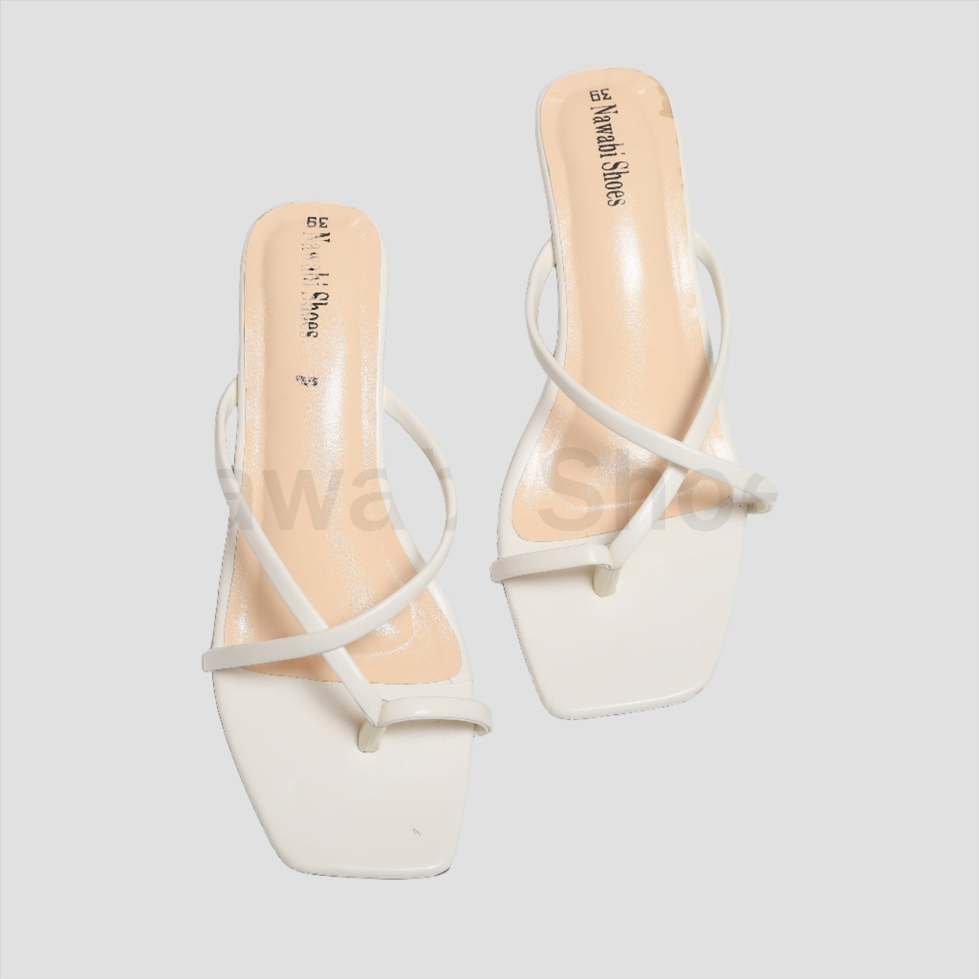 White Smoky Block Heels Luxury Shoes-Nawabi Shoes BD