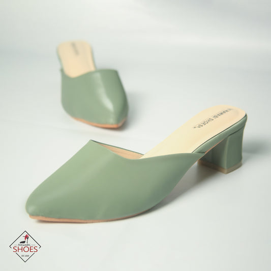 Green Mule Block Heels Luxury Shoes-Nawabi Shoes BD