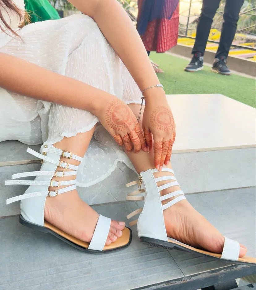 Ankle Strap Glitter Gladiator Women's Flat Sandals | Nawabi Shoes BD - Nawabi Shoes BD