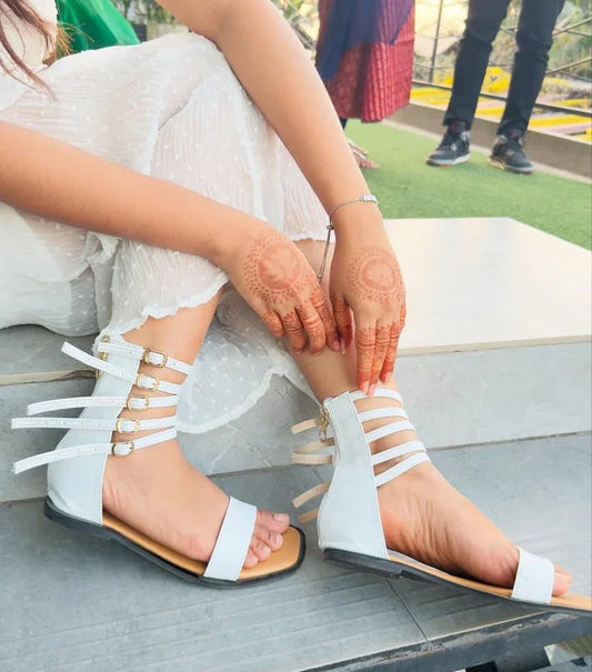 Ankle Strap Glitter Gladiator Women's Flat Sandals | Nawabi Shoes BD - Nawabi Shoes BD