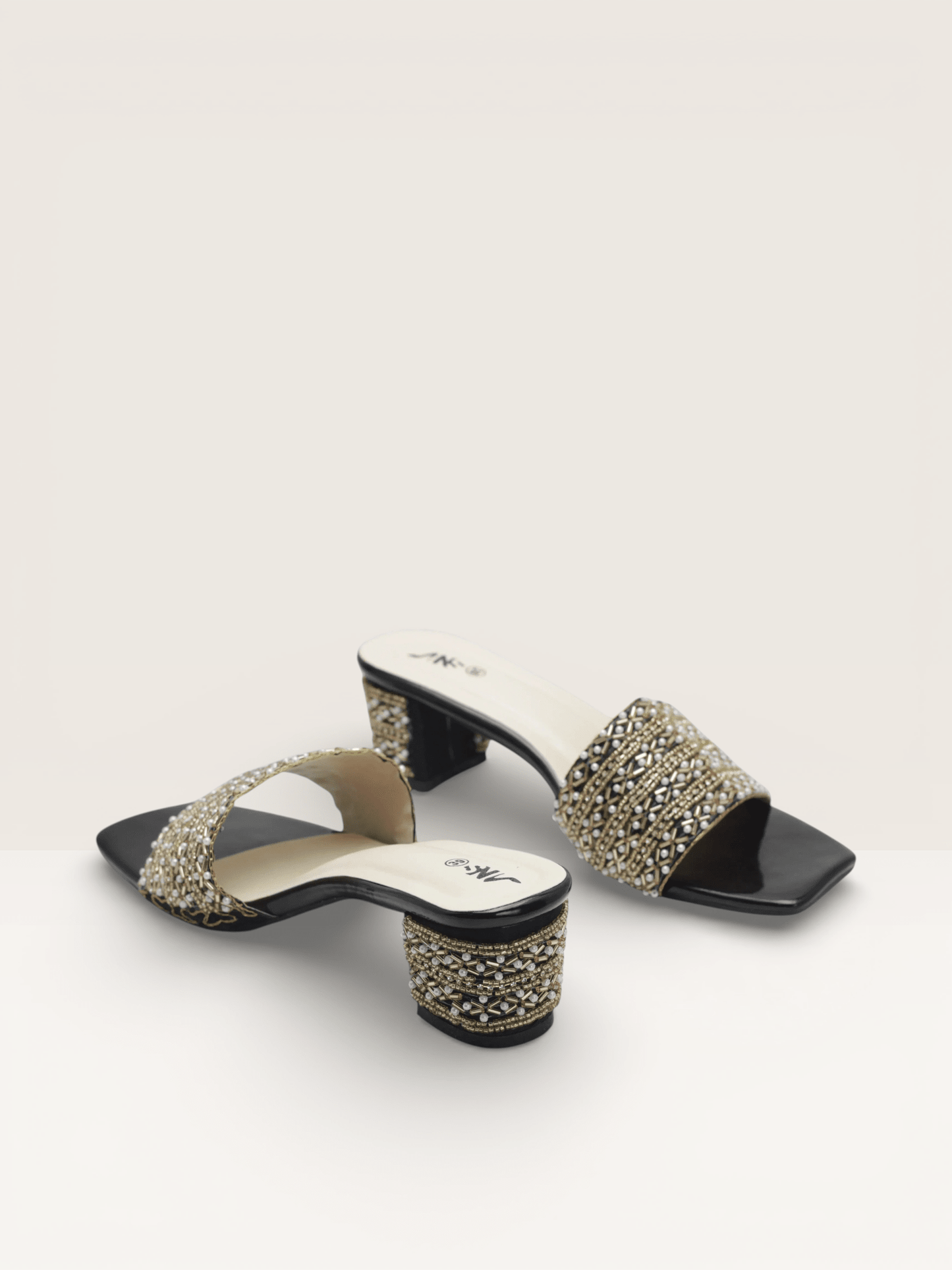 Beaded Block Heel Mules for Women | Fancy Ladies Mules BD - Nawabi Shoes BD