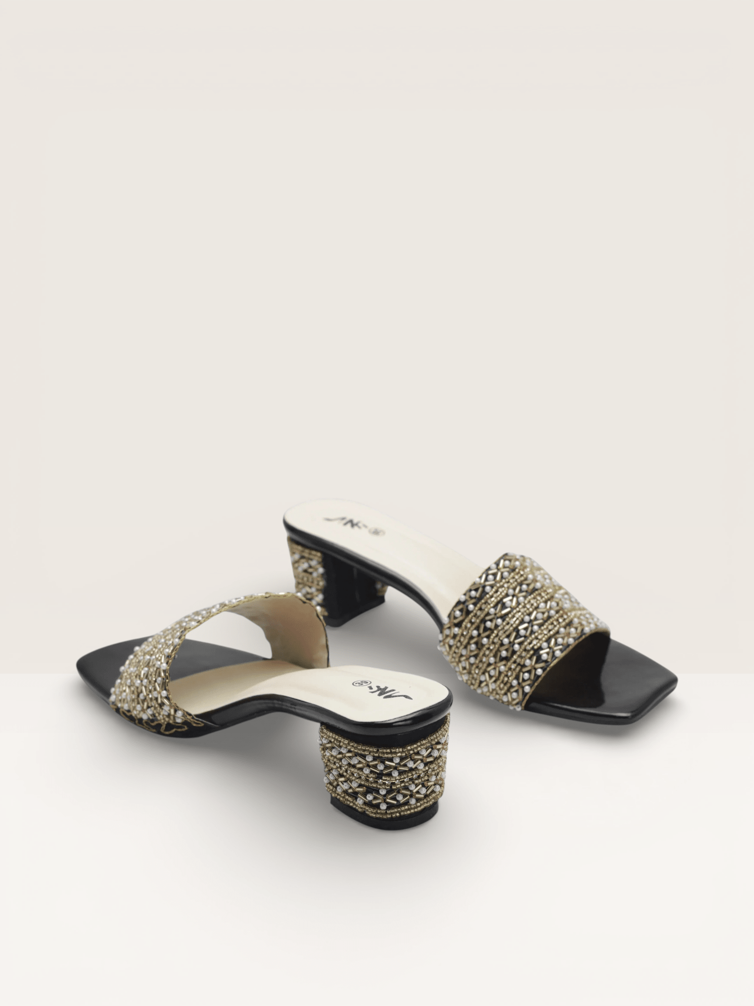 Beaded Block Heel Mules for Women | Fancy Ladies Mules BD - Nawabi Shoes BD