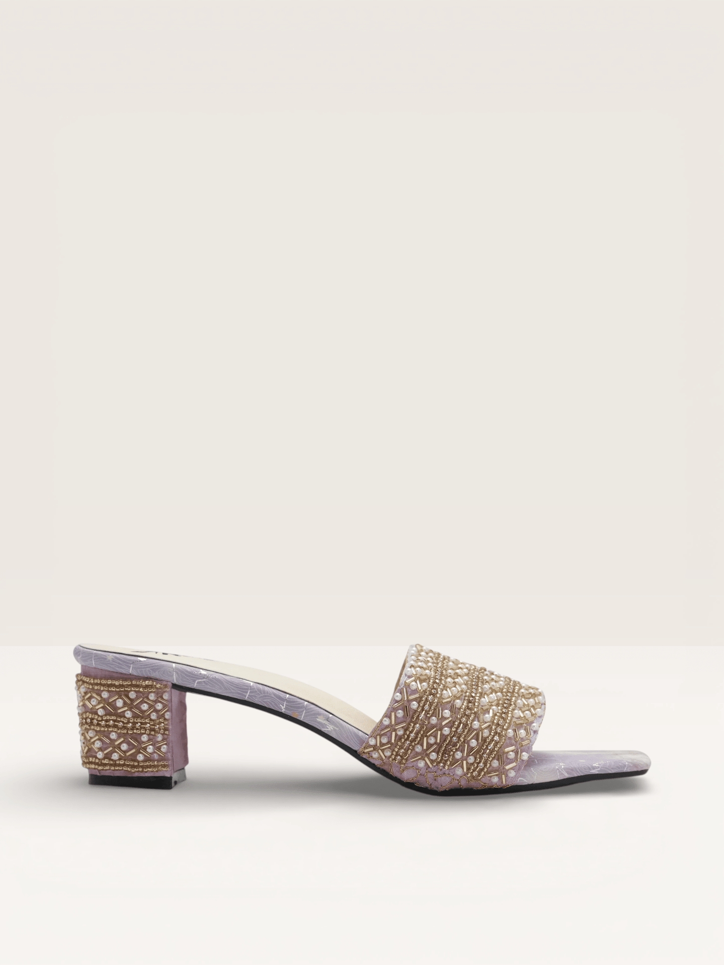 Beaded Block Heel Mules for Women | Fancy Ladies Mules BD - Nawabi Shoes BD