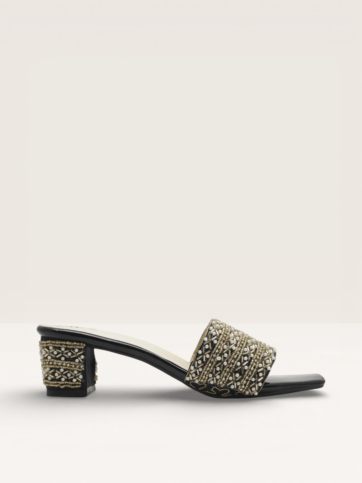 Beaded Block Heel Mules for Women | Fancy Ladies Mules BD - Nawabi Shoes BD