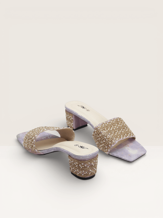 Beaded Block Heel Mules for Women | Fancy Ladies Mules BD - Nawabi Shoes BD