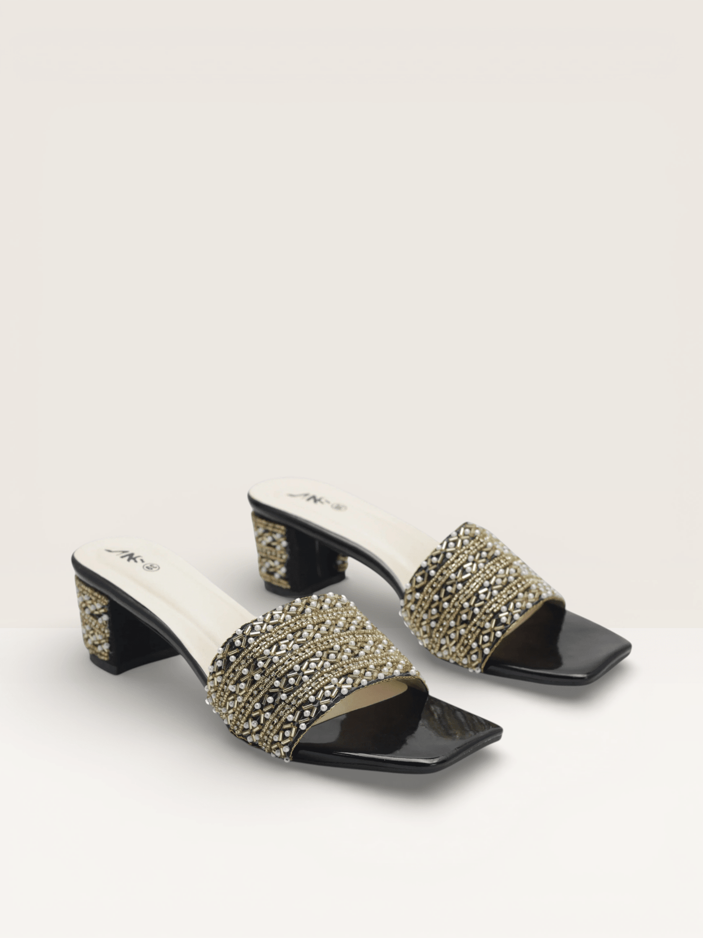 Beaded Block Heel Mules for Women | Fancy Ladies Mules BD - Nawabi Shoes BD