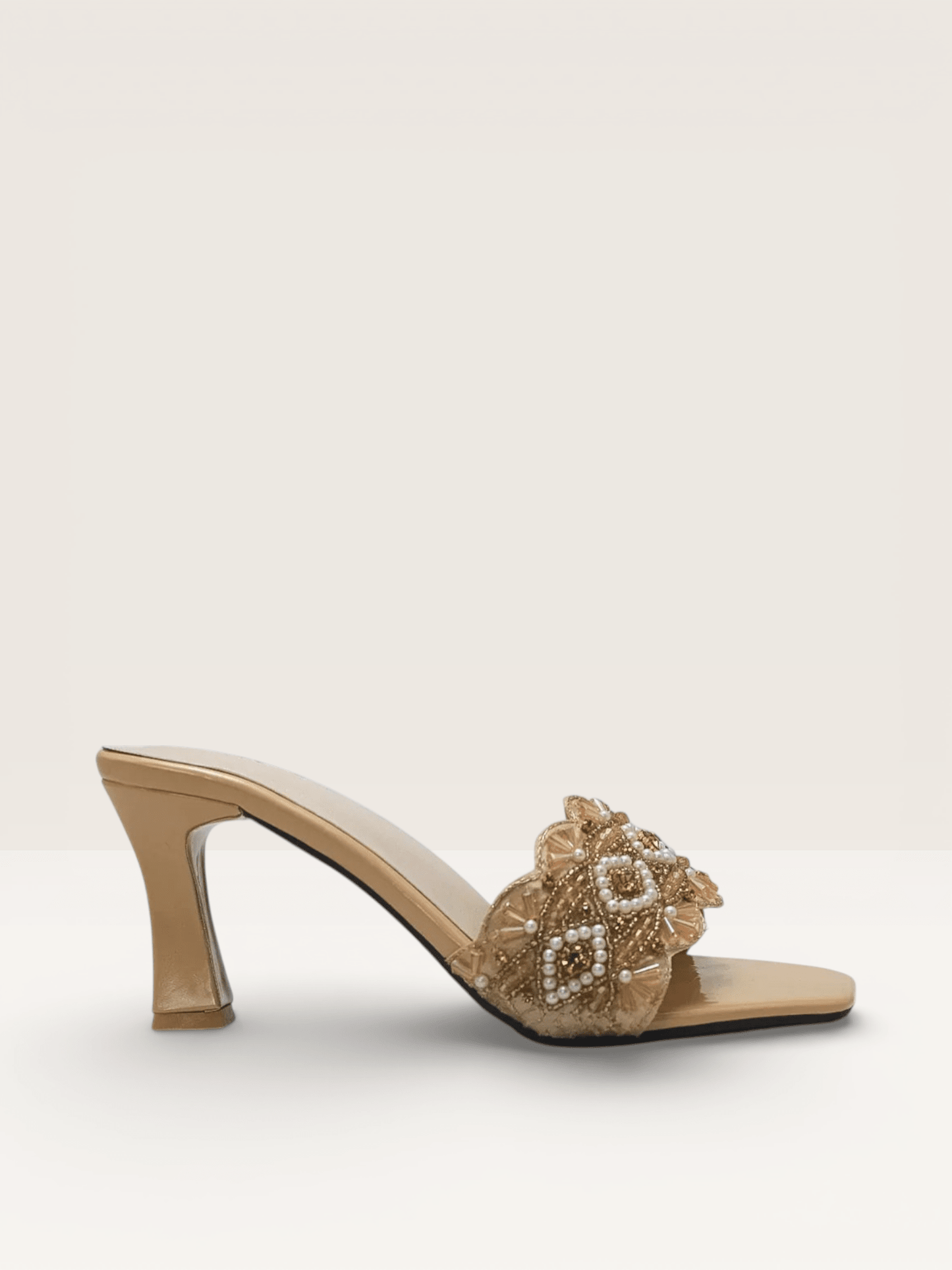 Beaded High Heel Sandals - Elegant Embellished Block Heels for Women - Nawabi Shoes BD