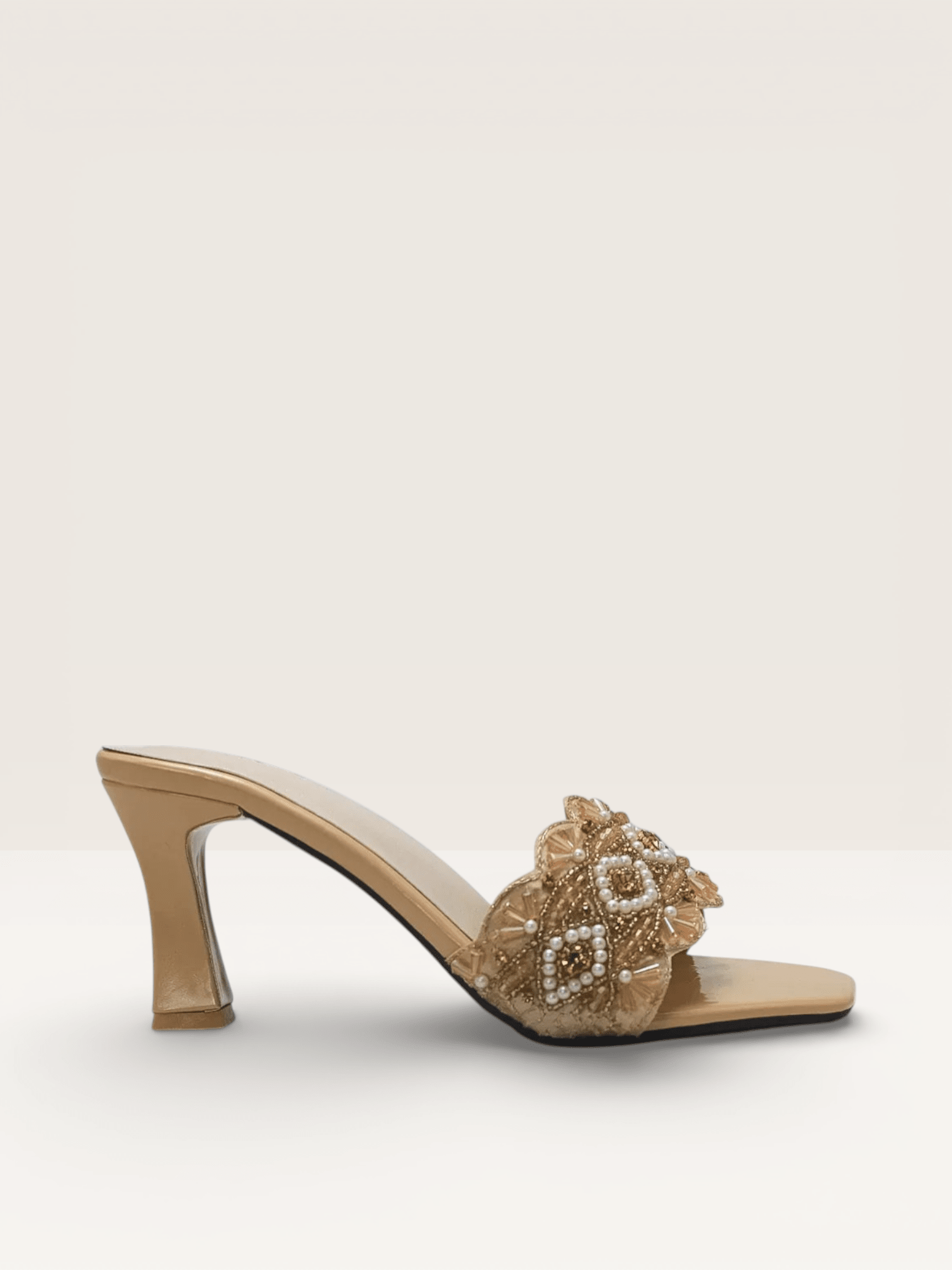 Beaded High Heel Sandals - Elegant Embellished Block Heels for Women - Nawabi Shoes BD