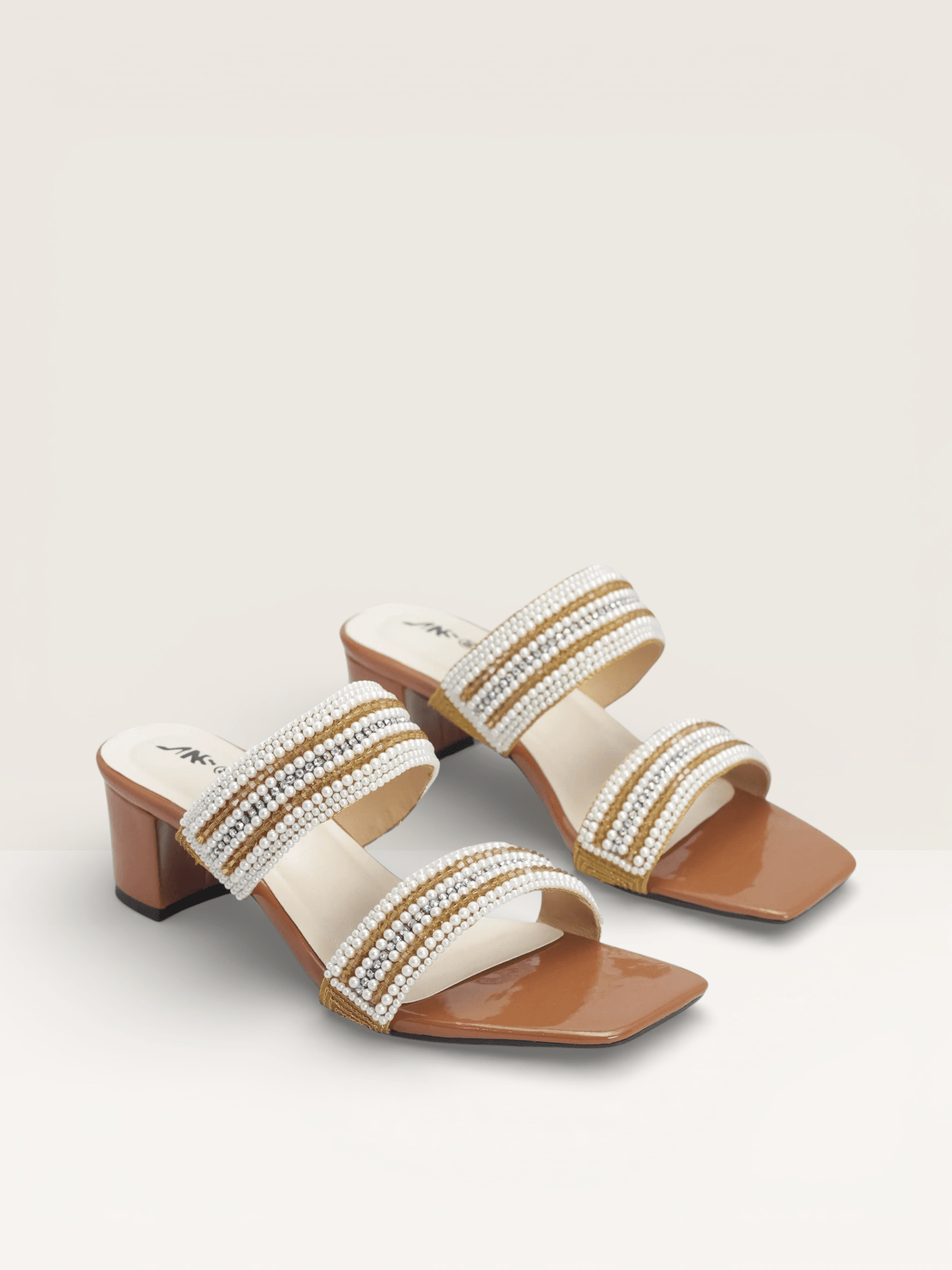 Beaded Mules with Block Heel" Women's Colorful - Nawabi Shoes BD - Nawabi Shoes BD