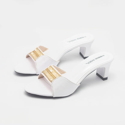 White Gorgeous Cream Block Heels-Nawabi Shoes BD