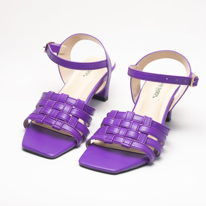 Purple Two Strappy Block Heels Luxury Shoes-Nawabi Shoes BD