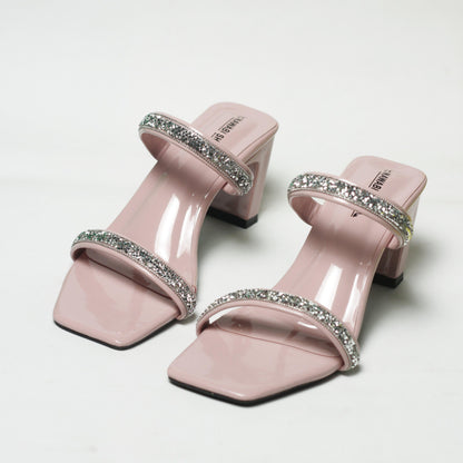 LIGHTPINK DOUBLE STRAP BLOCK HEELS LUXURY WOMEN'S-Nawabi Shoes BD