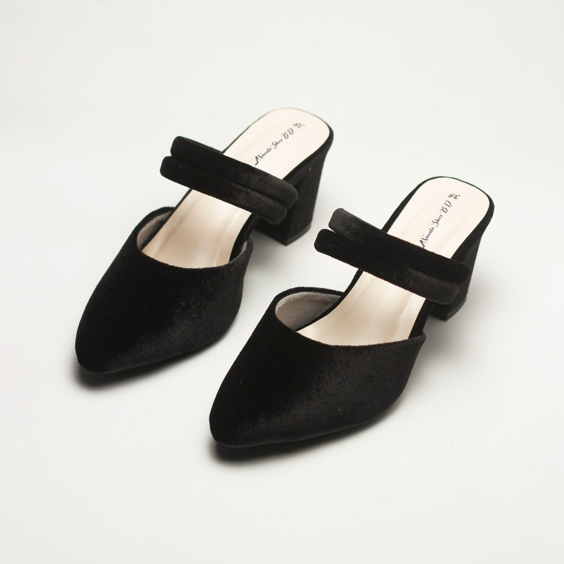 Nawabi Shoes BD Shoes 35 / black Block Heels Laxury Shoes