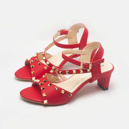Detailed Red Luxury Block Heels-Nawabi Shoes BD