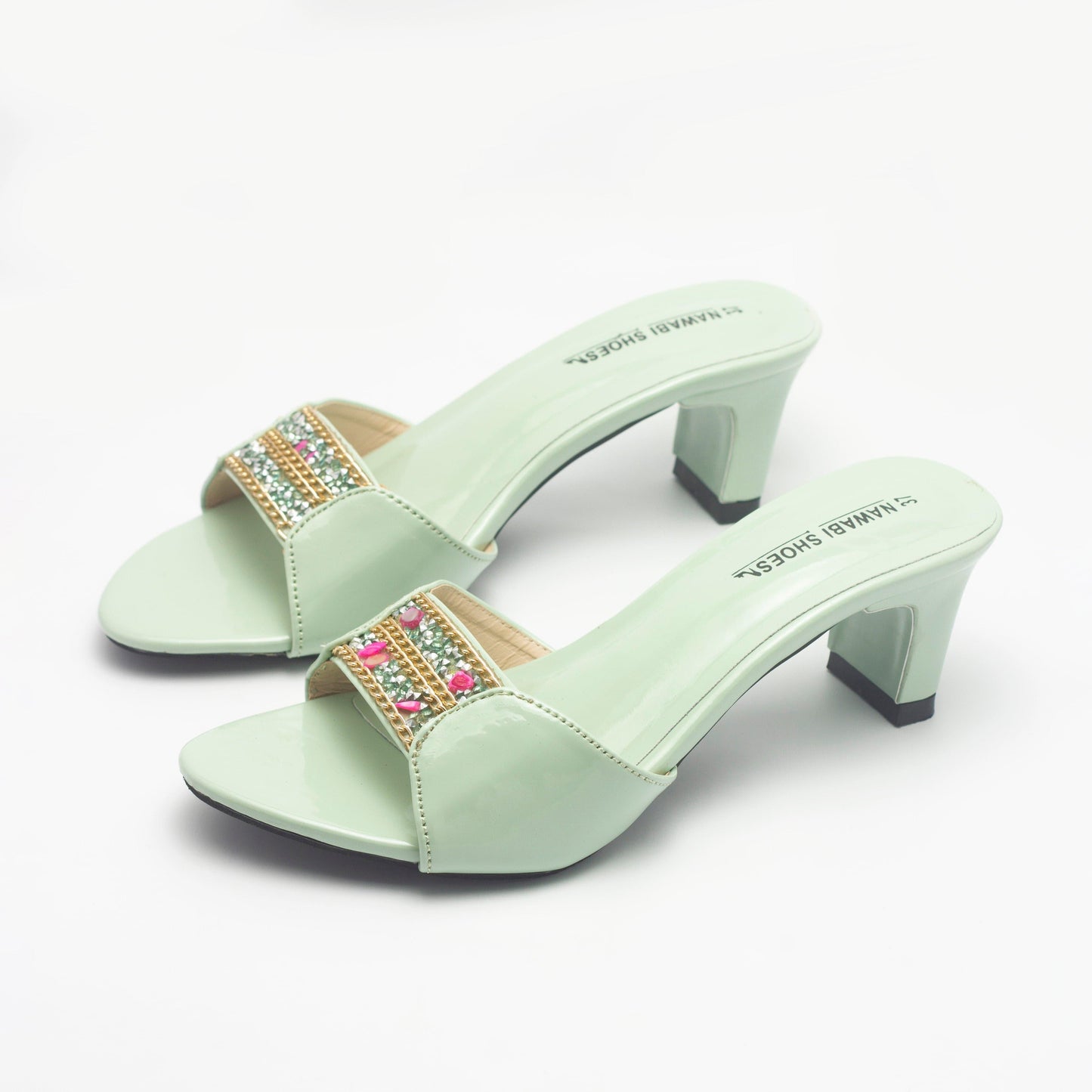 Aqua Marine Gorgeous Cream Block Heels-Nawabi Shoes BD