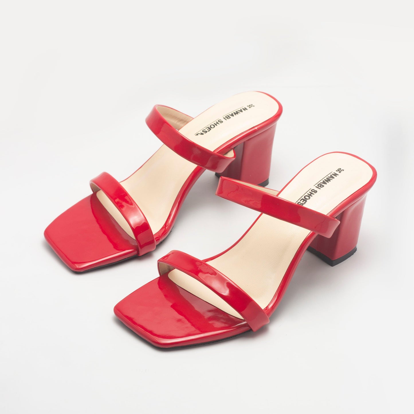 Open Low Red Block Heels-Nawabi Shoes BD
