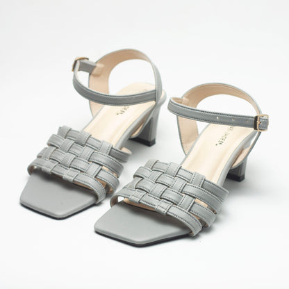 Darkgrey Two Strappy Block Heels Luxury Shoes-Nawabi Shoes BD