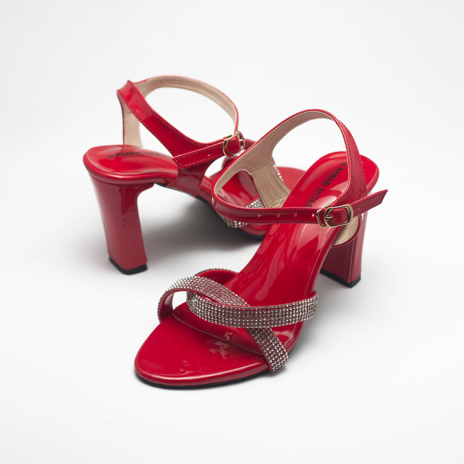 Red 2 Cross-Block Heels Luxury Shoes-Nawabi Shoes BD