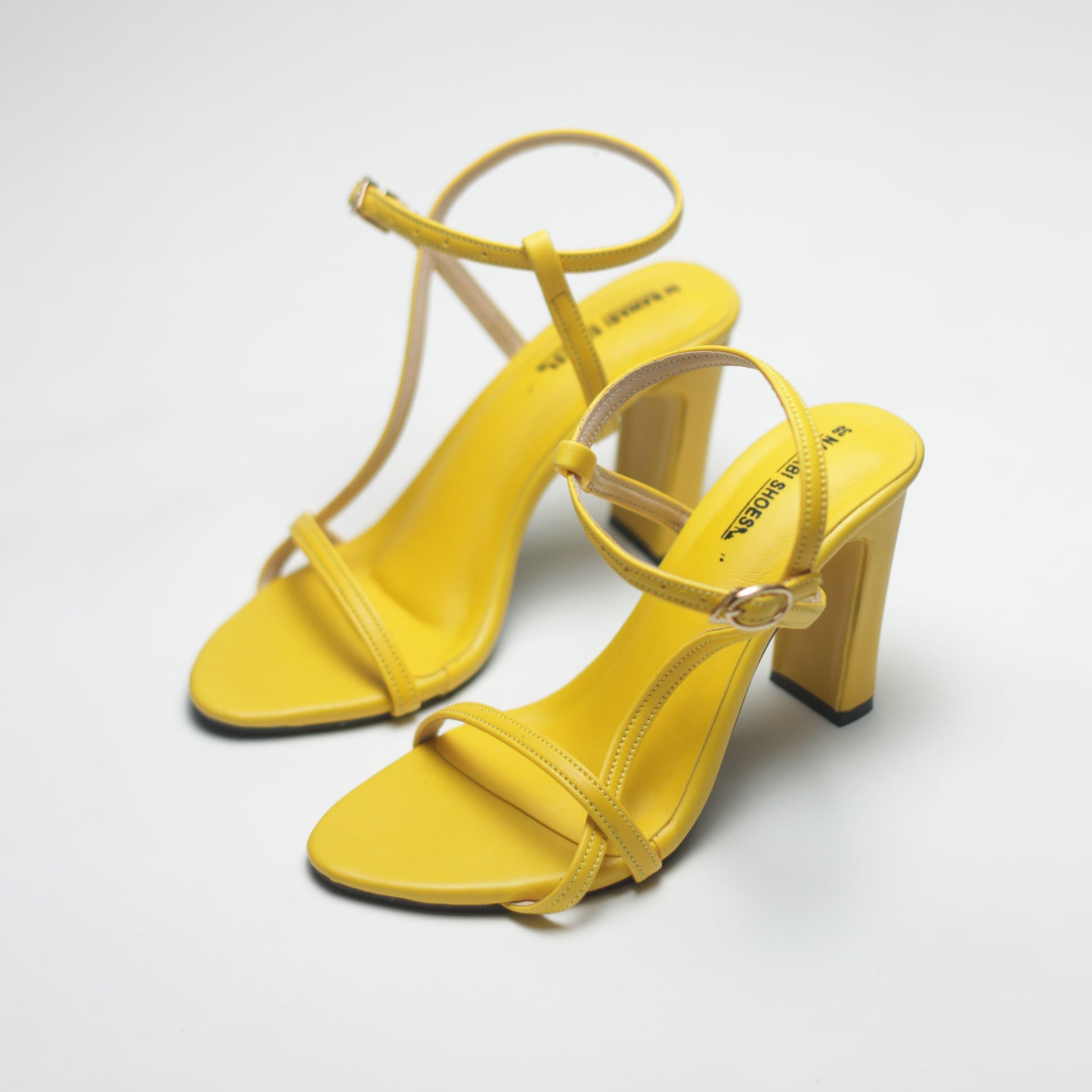 Yellow 4 inch Block Heels Luxury Shoes-Nawabi Shoes BD