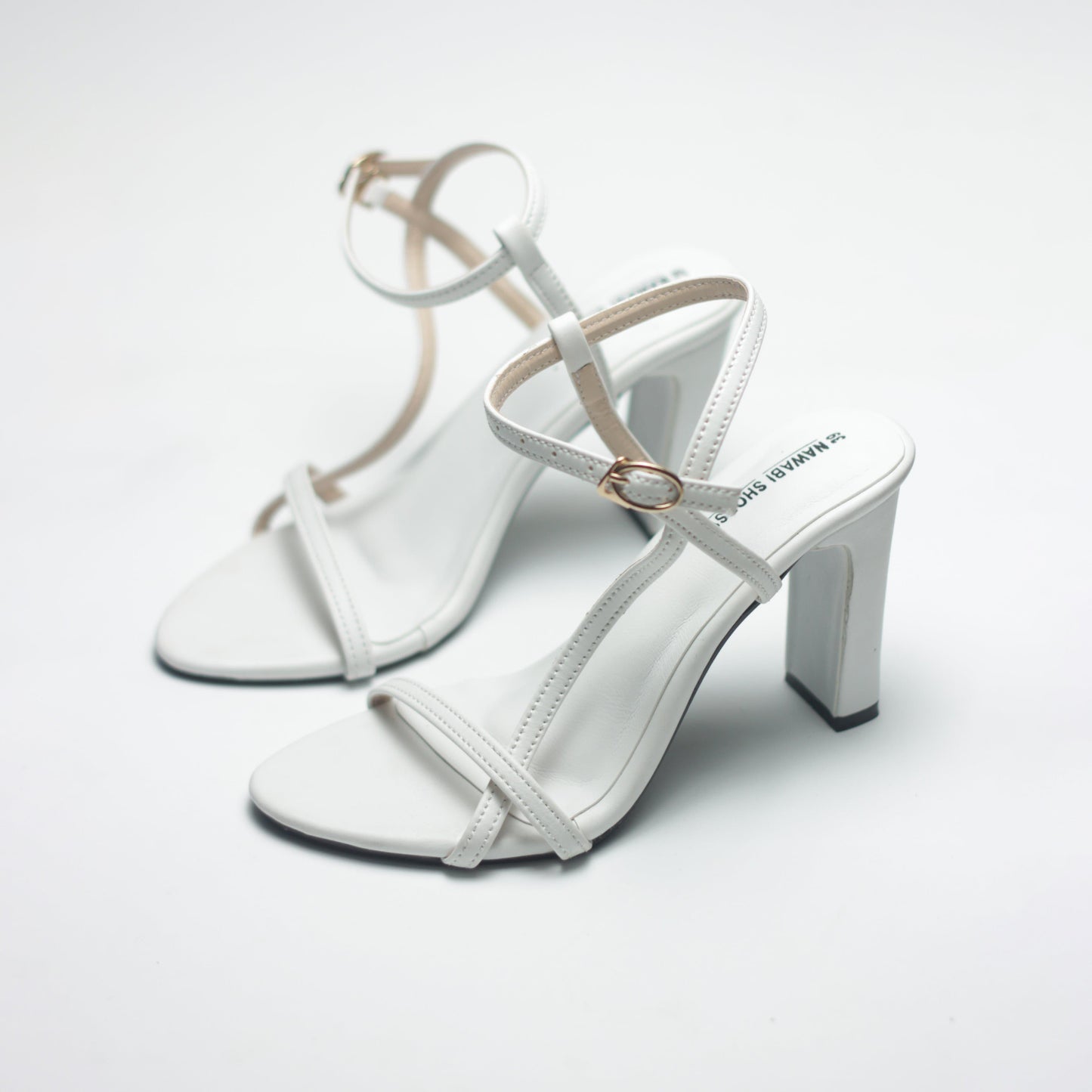 White 4 inch Block Heels Luxury Shoes-Nawabi Shoes BD