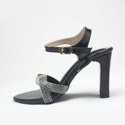 Black 2 Cross-Block Heels Luxury Shoes-Nawabi Shoes BD