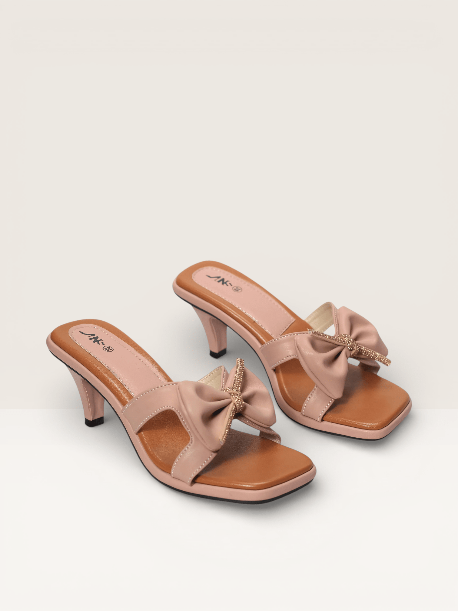 Bow Detail Pencil Heels with Square Toe Nawabi Shoes BD - Nawabi Shoes BD