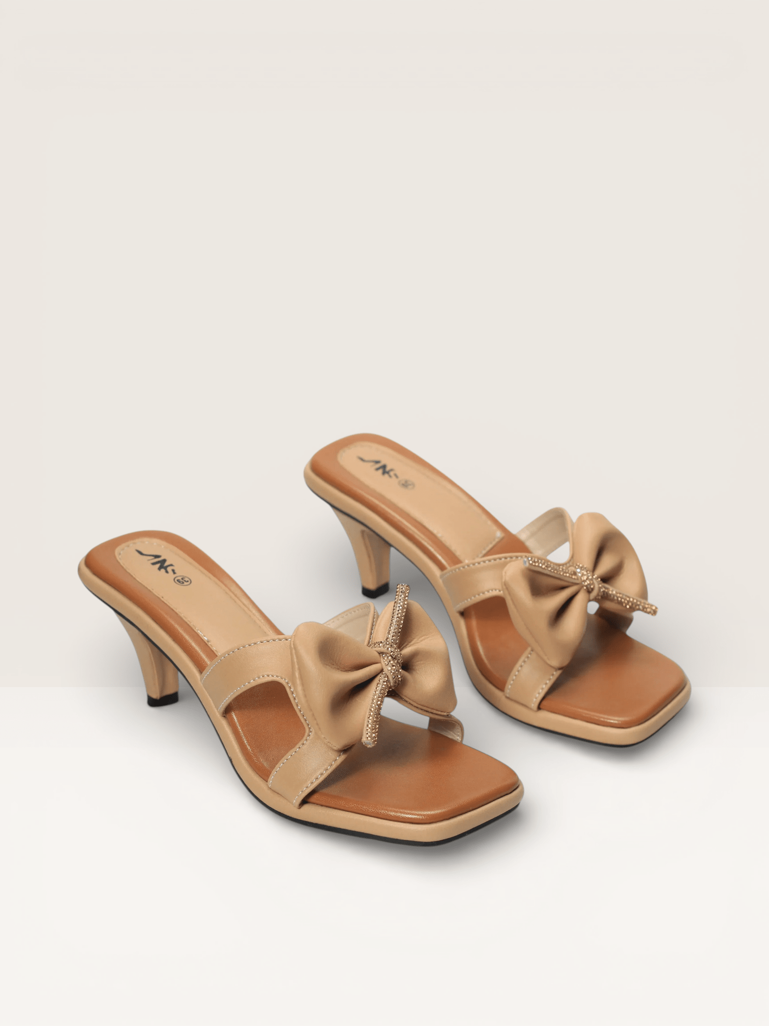 Bow Detail Pencil Heels with Square Toe Nawabi Shoes BD - Nawabi Shoes BD