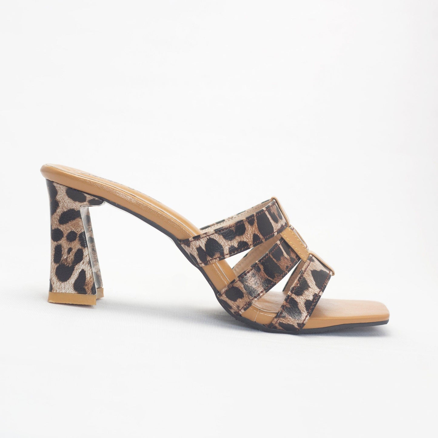 Left-Side-Chocolate-Print-Heels-Mules-For-Women's