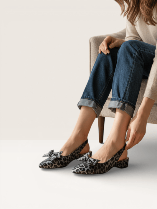 Dreamy Gleam Leopard Print Slingback Kitten Heels - nawabi shoes bd - Nawabi Shoes BD