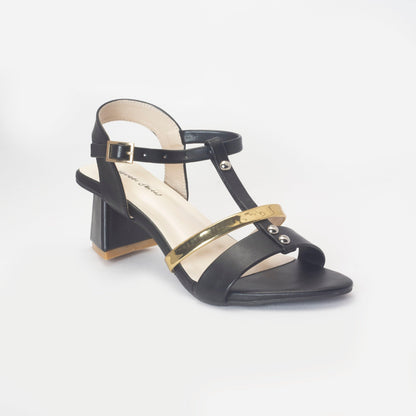 Black Slides Mules Block Heels for Women-Nawabi Shoes BD