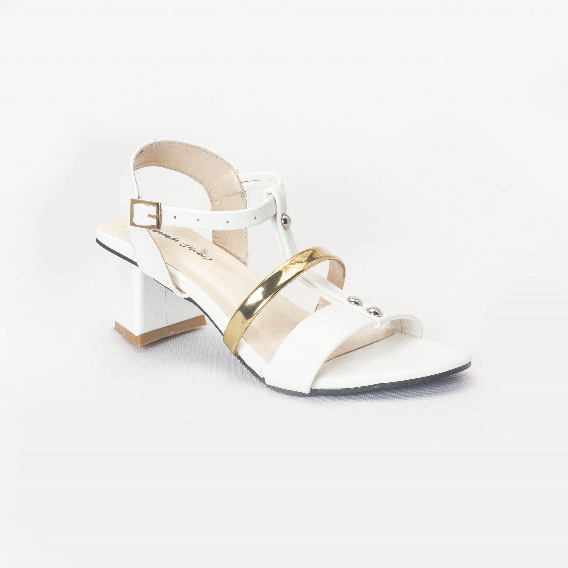 White Slides Mules Block Heels for Women-Nawabi Shoes BD